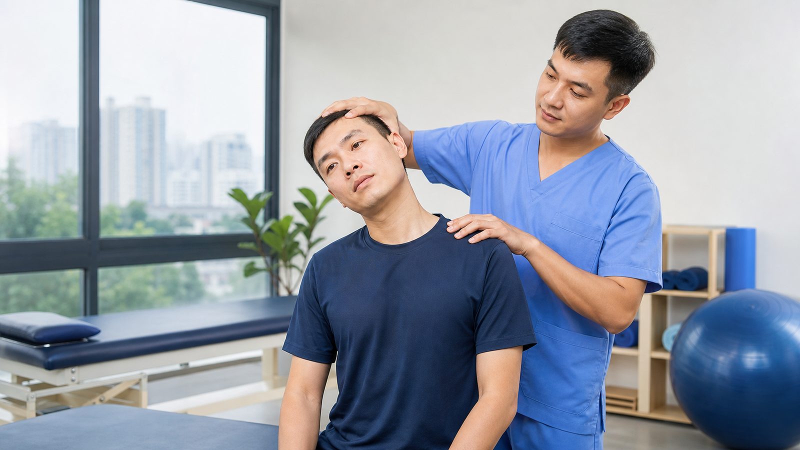 Chuyên viên đánh giá vận động cổ cho người bị đau cổ vai gáy tại Hà Nội
