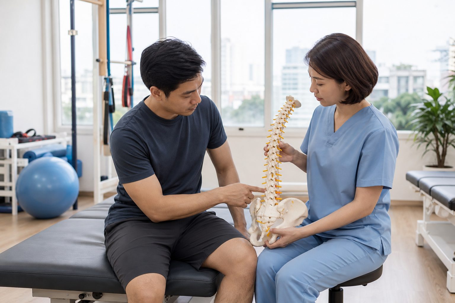 Tư vấn trị liệu thoát vị đĩa đệm tại Hà Nội với mô hình cột sống