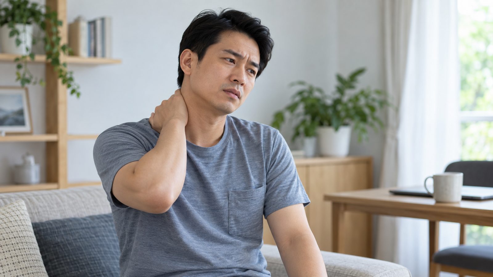 Người trưởng thành đỡ vùng cổ khi đau lan về phía vai và cánh tay