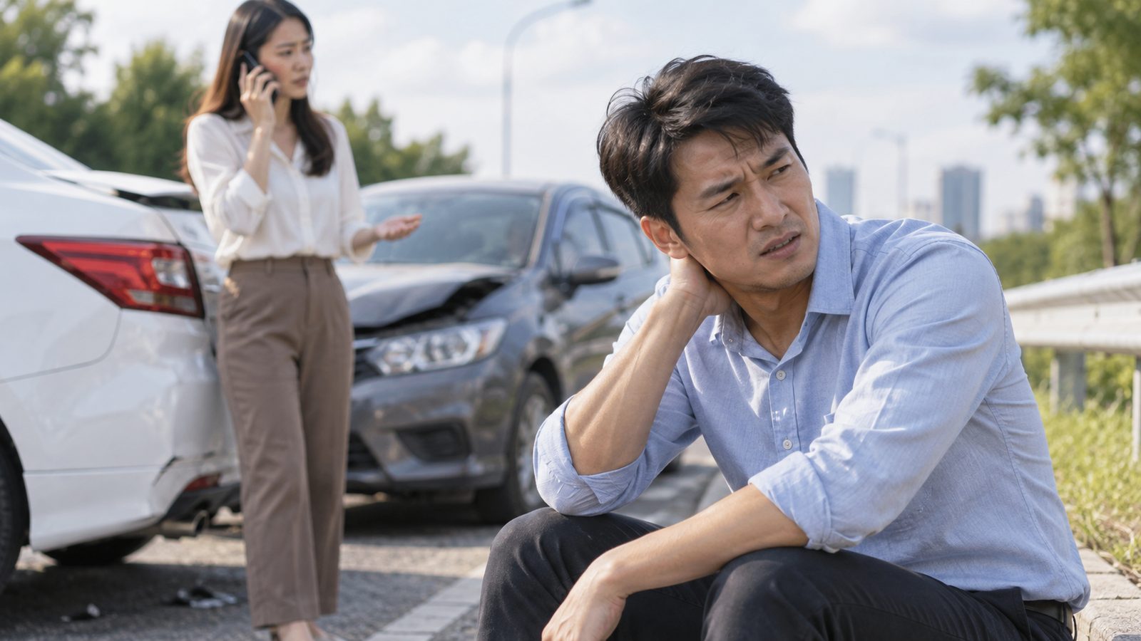 Người trưởng thành đau cổ sau va chạm giao thông nhẹ