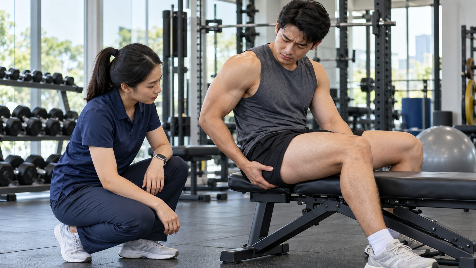 Đánh giá vùng cơ đùi đau sau khi tập gym